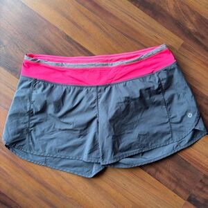 Lululemon Athletica Gray Pink Running Shorts Women's Size 12 Pockets Zip